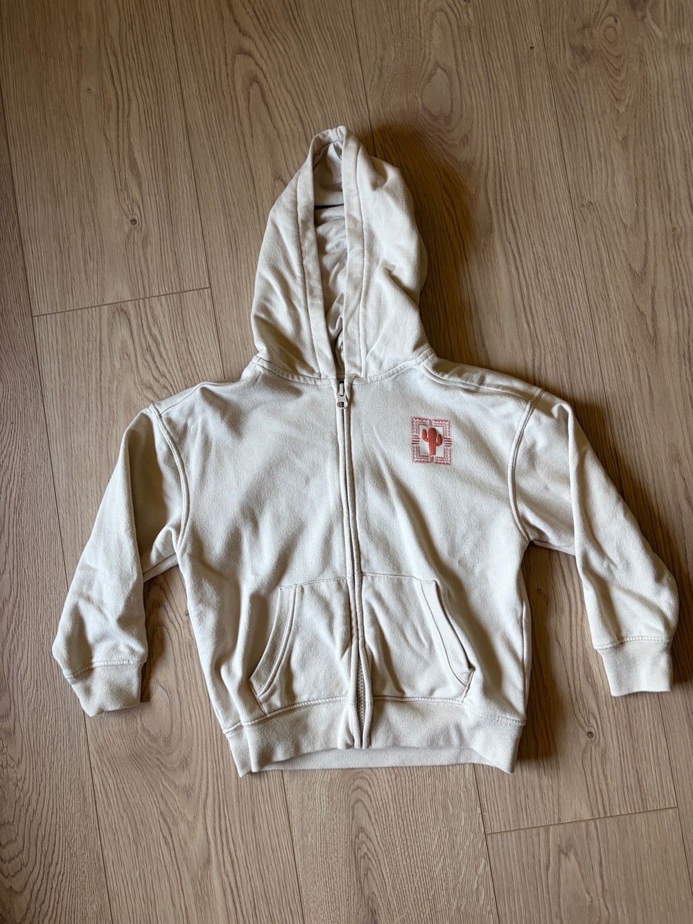 Boy’s Cream Zip Hoodie with Cactus/Desert Print